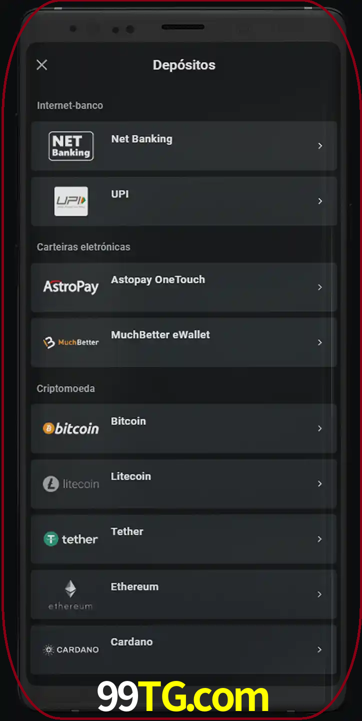Você pode usar métodos alternativos de depósito.